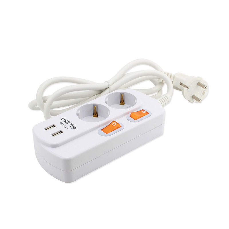 1,5 m 2 prese standard UE con 2 porte USB e 2 singoli switch 1,5 m 2 prese standard UE con 2 porte USB e 2 singoli switch