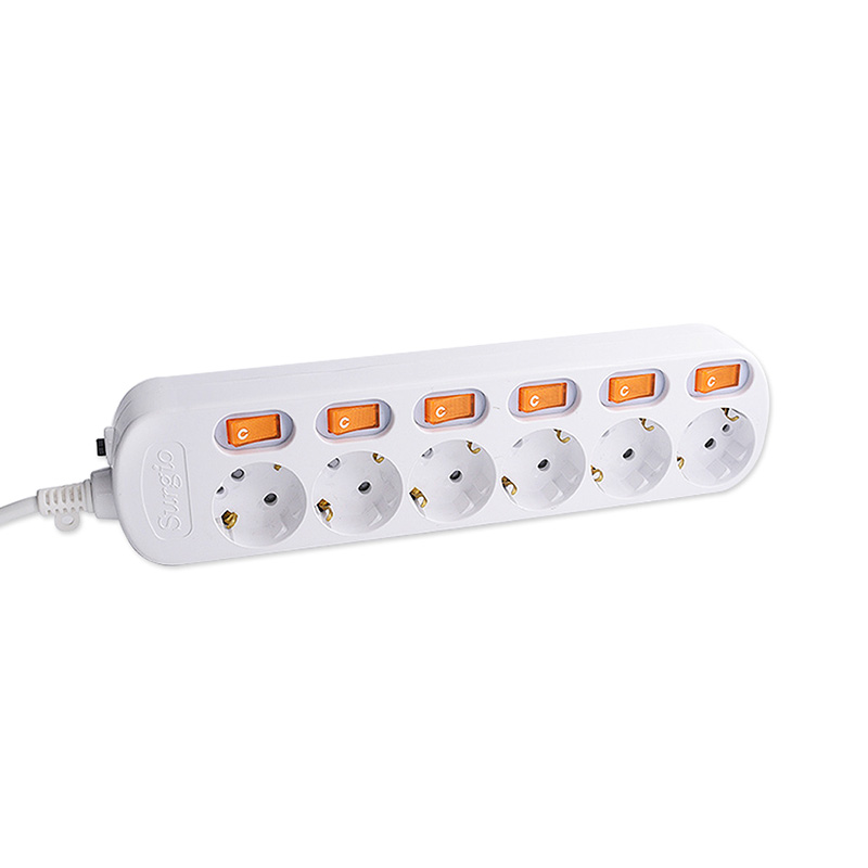 Installazione rapida 6 prese standard UE con interruttore indipendente Installazione rapida 6 prese standard UE con interruttore indipendente